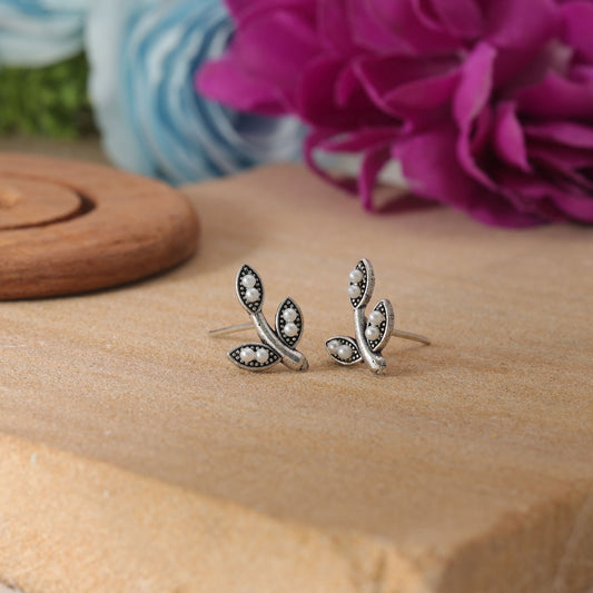Silver Color Oxidised Earrings With Artistic Vintage Inspired Craftsmanship