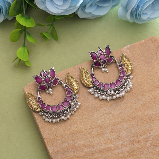 Rani Color Dual Tone Oxidised Earrings With Classic Ethnic Touch