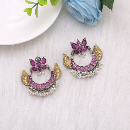 Rani Color Dual Tone Oxidised Earrings With Classic Ethnic Touch