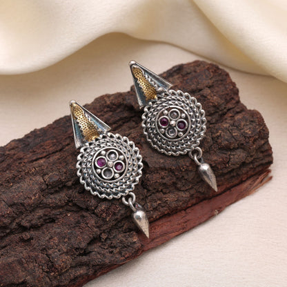 Rani Color Dual Tone Oxidised Earrings For Contemporary Ethnic Look