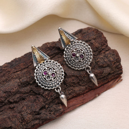 Rani Color Dual Tone Oxidised Earrings For Contemporary Ethnic Look