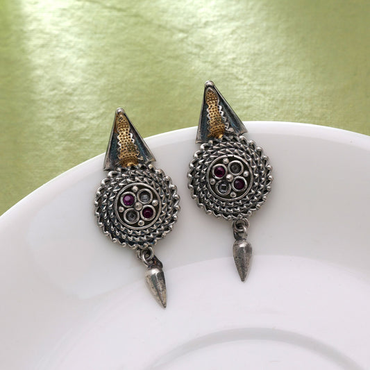 Rani Color Dual Tone Oxidised Earrings For Contemporary Ethnic Look