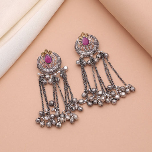 Rani Color Dual Tone Oxidised Earrings With Timeless Traditional Beauty