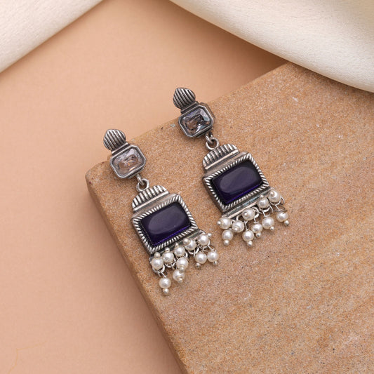 Blue Color Oxidised Earrings With Classic Ethnic Charm And Style