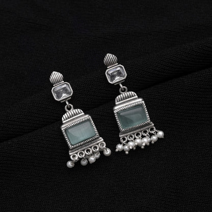 Pista Green Color Oxidised Earrings For Elegant Traditional Fashion