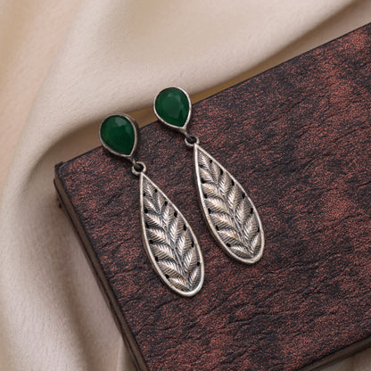 Green Color Oxidised Earrings For Elegant Cultural Fashion Statement