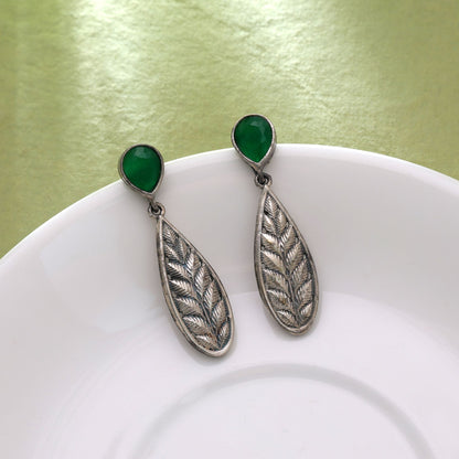 Green Color Oxidised Earrings For Elegant Cultural Fashion Statement