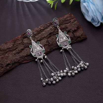 Rani & Green Color Oxidised Earrings For Vibrant Festive Styling