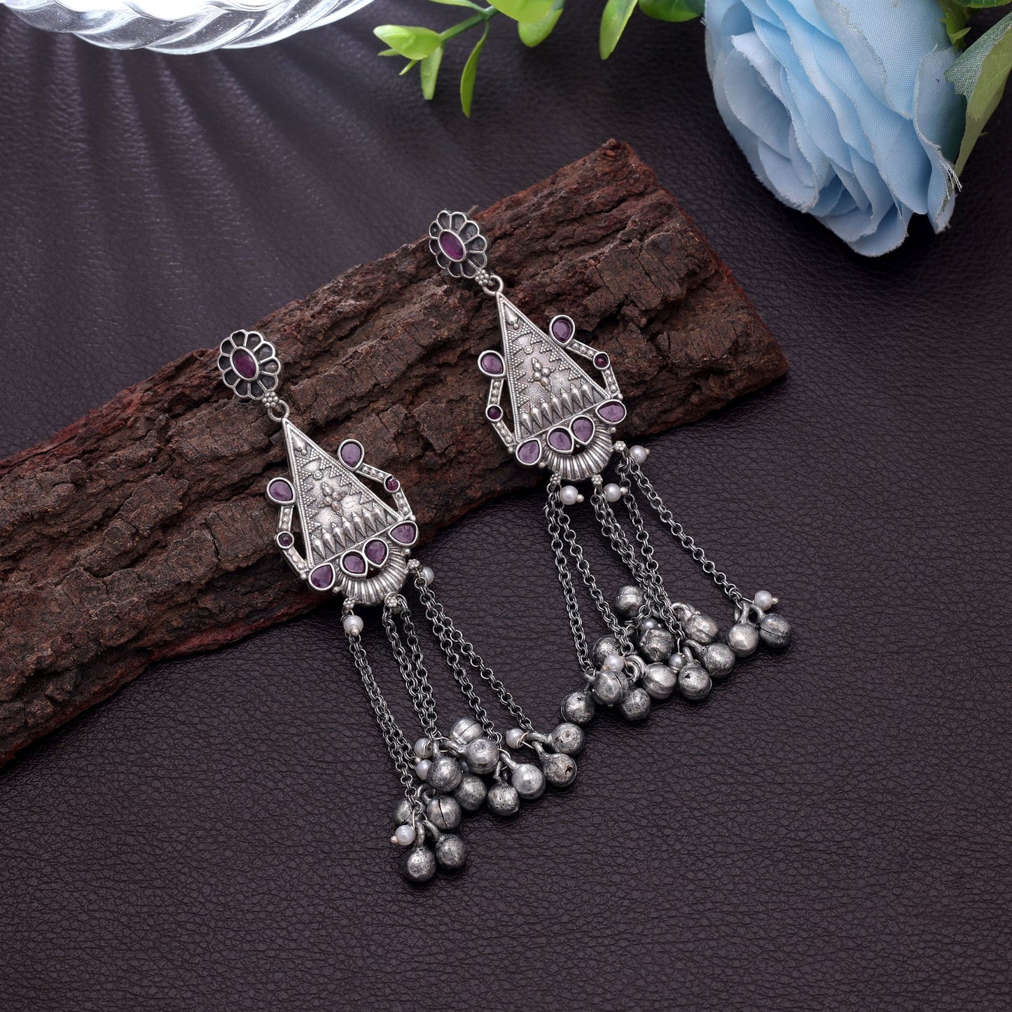 Rani Color Oxidised Earrings With Beautiful Ethnic Fashion Appeal