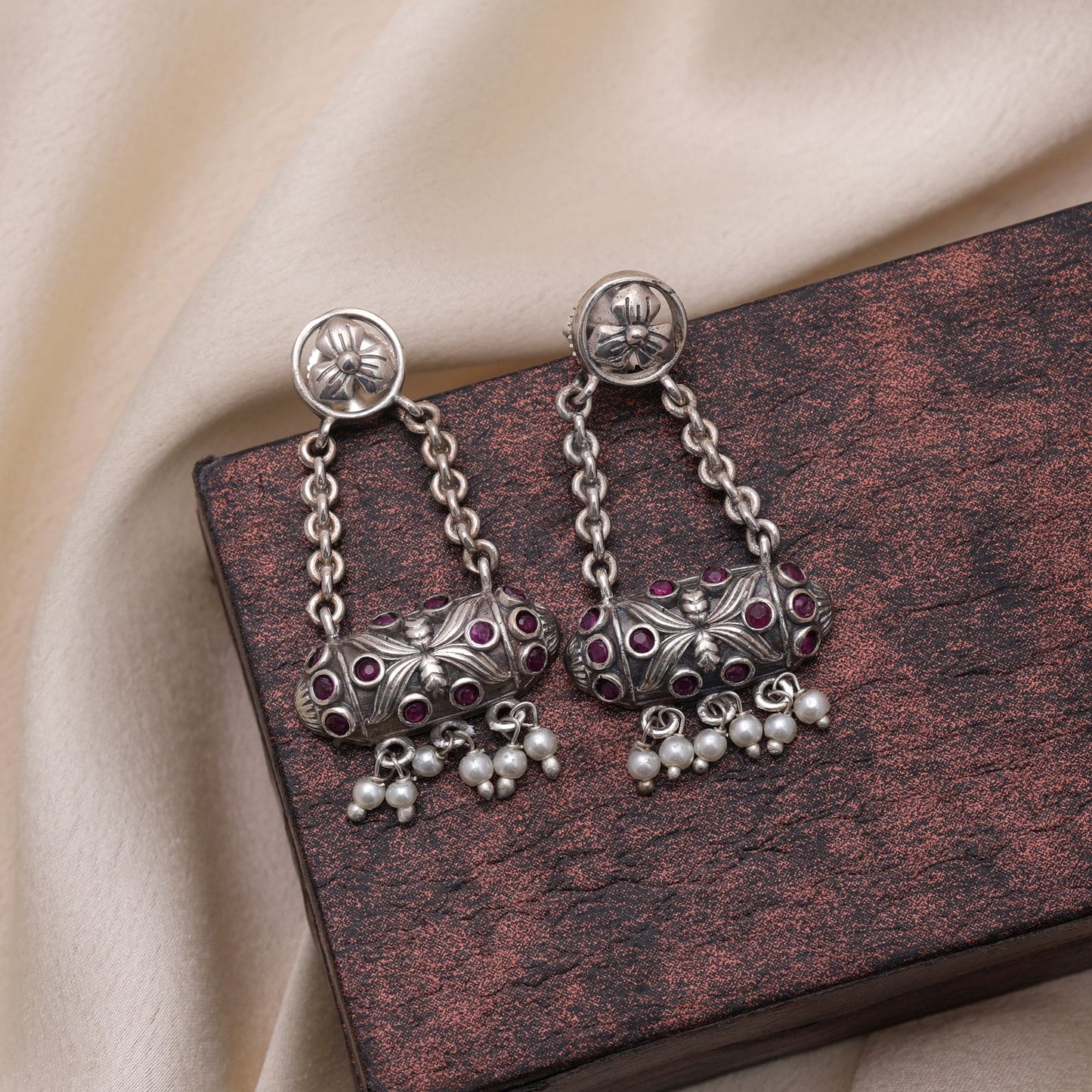 Rani Color Oxidised Earrings With Classic Traditional Design Pattern