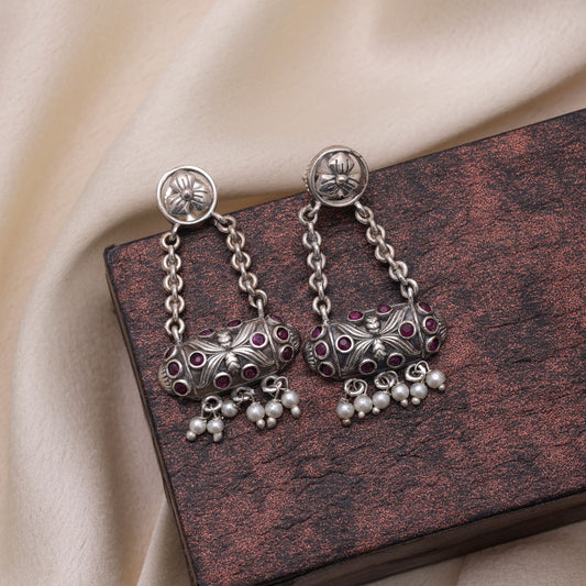 Rani Color Oxidised Earrings With Classic Traditional Design Pattern