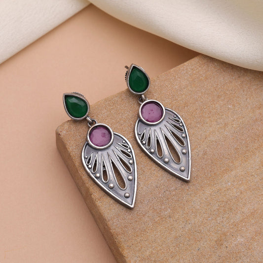 Rani & Green Color Oxidised Earrings With Ethnic Fashion Statement