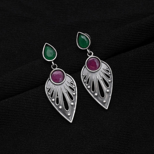Rani & Green Color Oxidised Earrings With Ethnic Fashion Statement