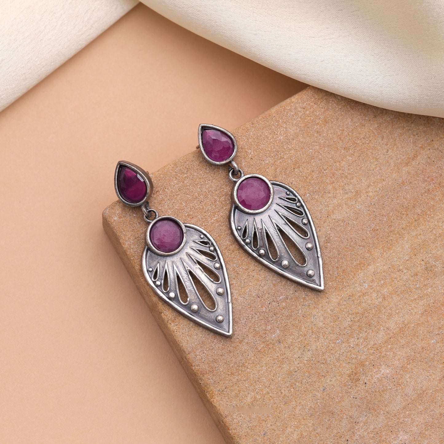 Rani Color Oxidised Earrings With Artistic Handcrafted Traditional Beauty