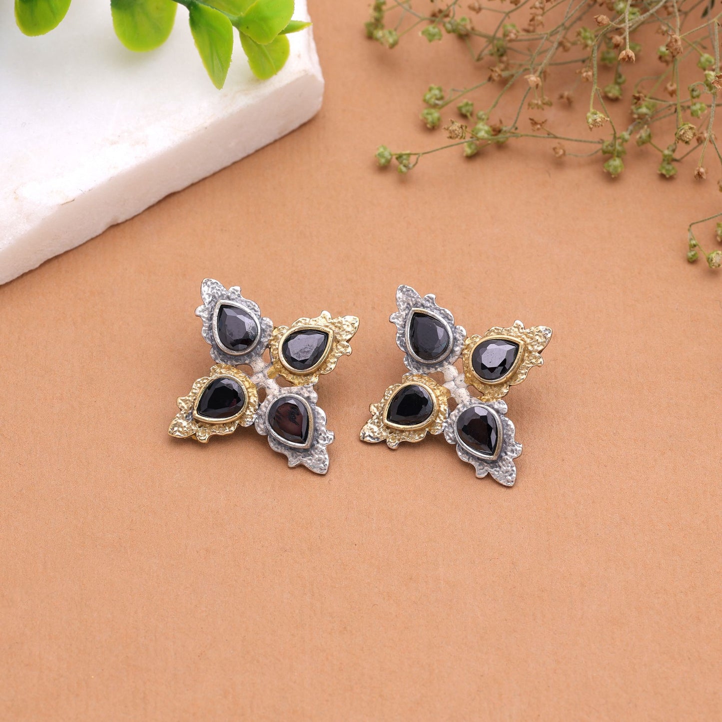 Black Color Dual Tone Oxidised Earrings Featuring Beautiful Handmade Designer Style