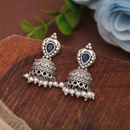 Blue Color Oxidised Earrings With Beautiful Traditional Fashionable Design