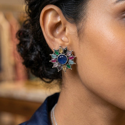 Multi Color Oxidised German Silver Tribal Jhumka