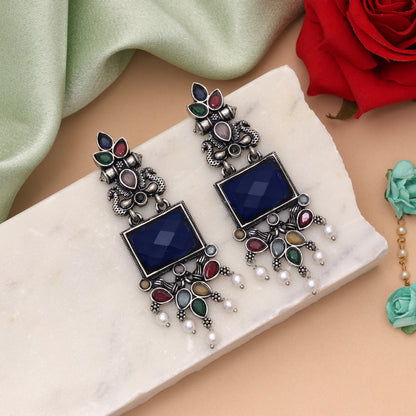 Multi Color Oxidised German Silver Tribal Jhumka