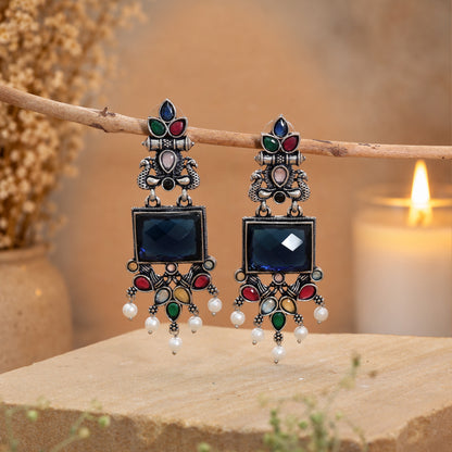 Multi Color Oxidised German Silver Tribal Jhumka