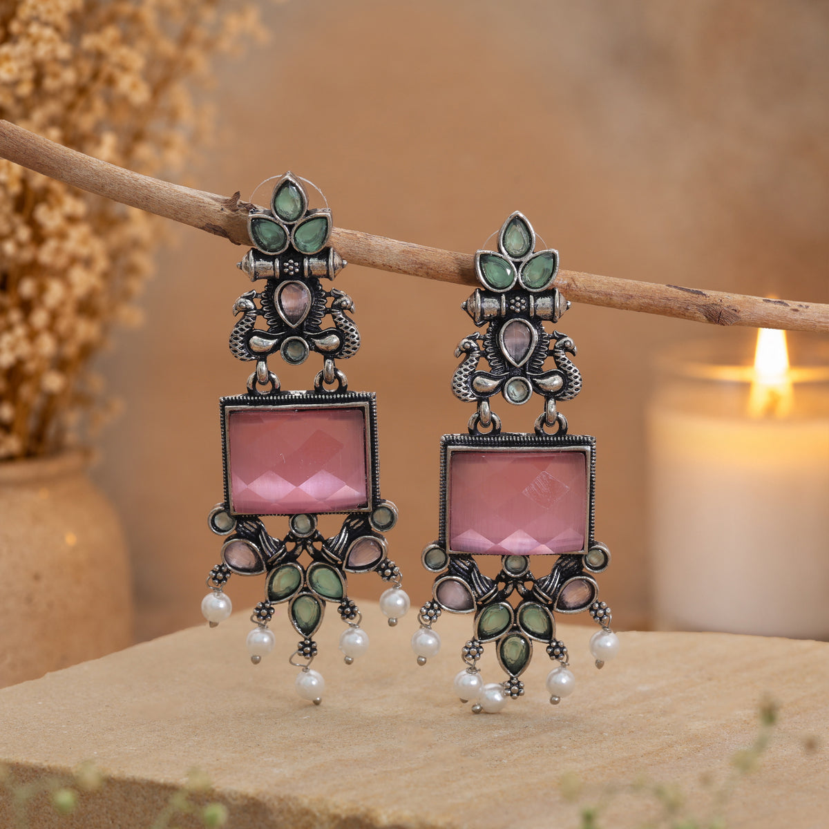 Multi Color Oxidised German Silver Tribal Jhumka