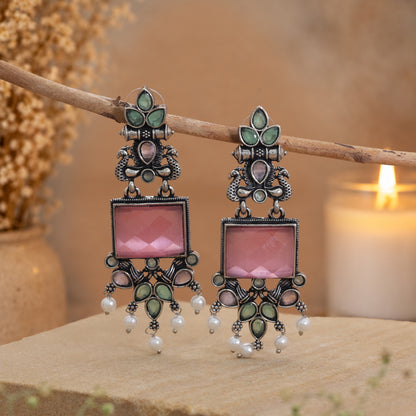 Multi Color Oxidised German Silver Tribal Jhumka