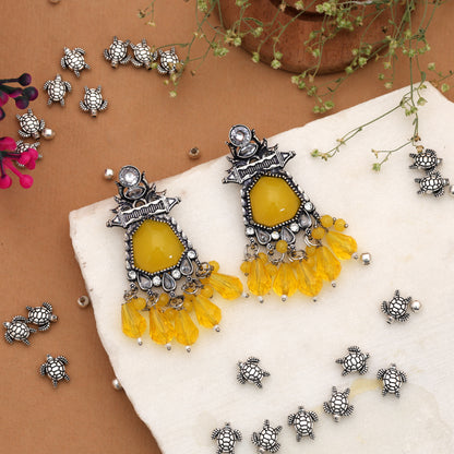Yellow Color Oxidised German Silver Bright Jhumka