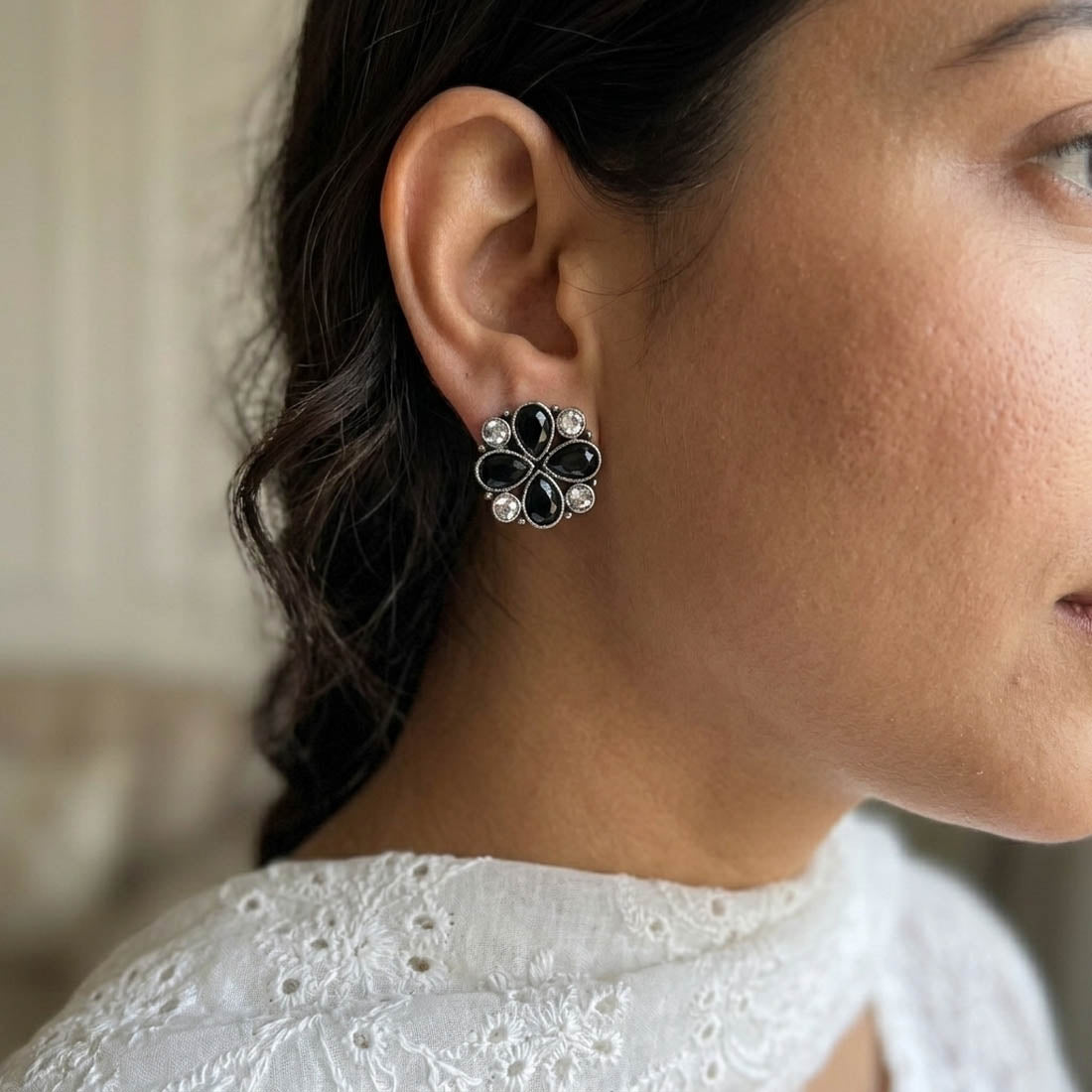Black Color Oxidised German Silver Polish Tribal Dangle Earrings