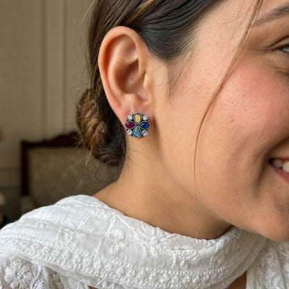 Multi Color Oxidised German Silver Tribal Jhumka