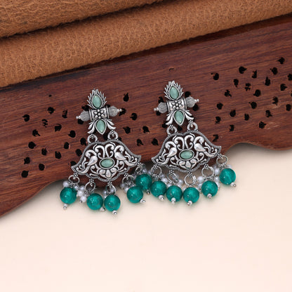 Light Green Color Oxidised German Silver Pastel Earrings