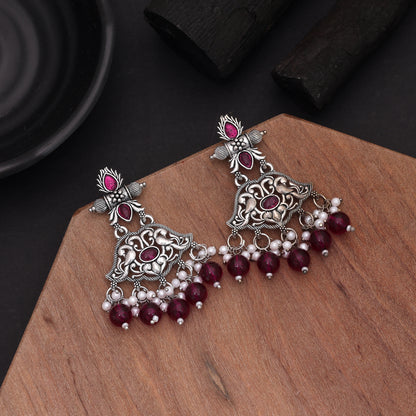 Purple Color Oxidised German Silver Baby Floral Earrings