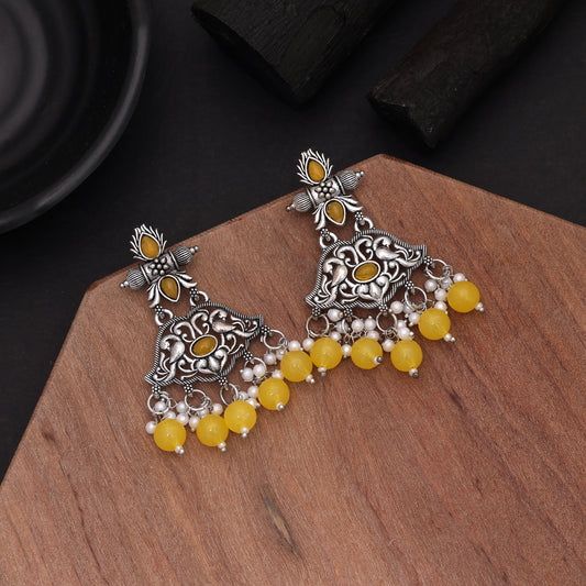 Yellow Color Oxidised German Silver Bright Jhumka