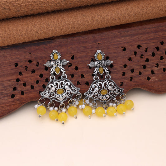 Yellow Color Oxidised German Silver Bright Jhumka