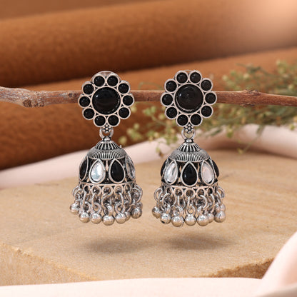 Black Color Oxidised German Silver Polish Tribal Dangle Earrings