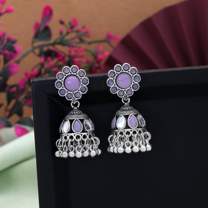 Light Purple Color Oxidised German Silver Lavender Drop Earrings