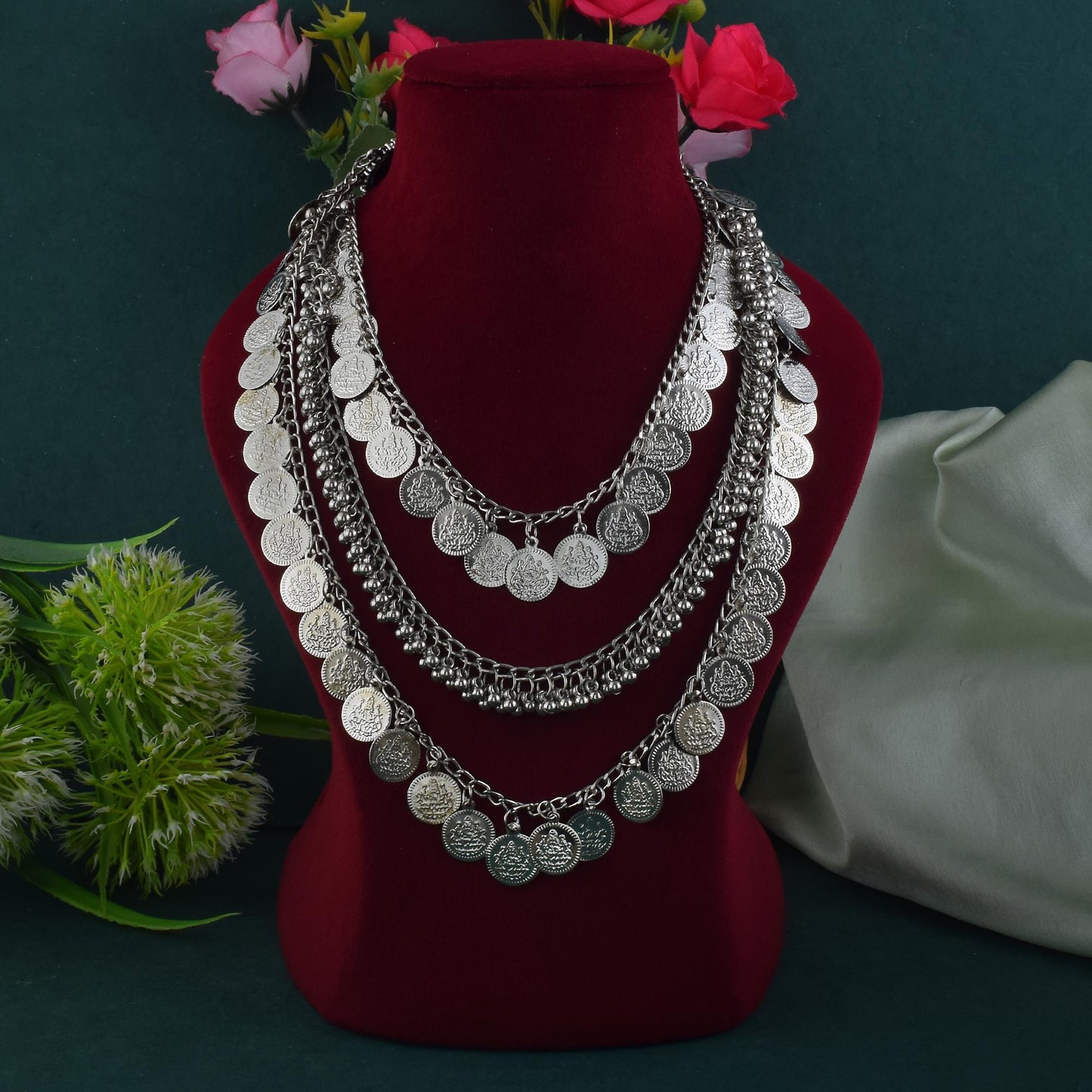 Chic Silver Color Oxidised Necklace Set Perfect For Daily Ethnic Styling