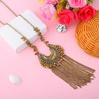 Zeitloses, goldfarbenes, oxidiertes Halsketten-Set für Feiern und Festtage