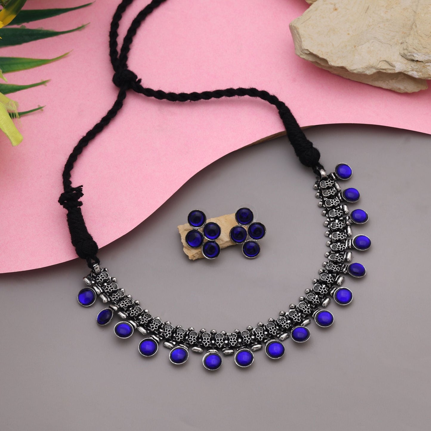Beautiful Blue Color Oxidised Necklace Set Designed For Women’S Ethnic Wear And Styling