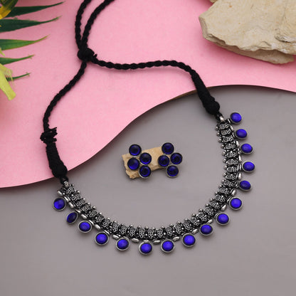 Beautiful Blue Color Oxidised Necklace Set Designed For Women’S Ethnic Wear And Styling