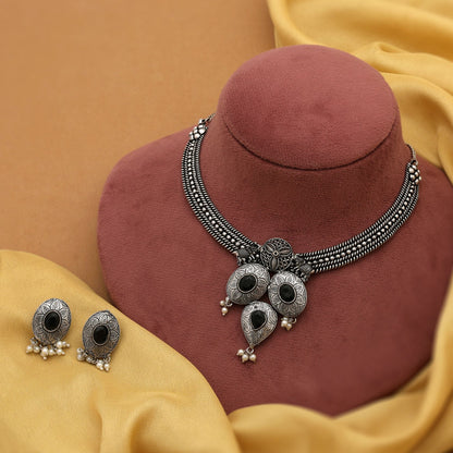 Stylish Black Color Oxidised Necklace Set Perfect For Wedding Functions, Parties, And Celebrations