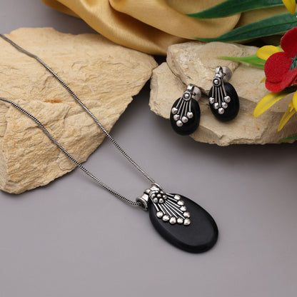 Exclusive Black Color Oxidised Necklace Set Designed With Premium Artistic Traditional Jewelry Styling