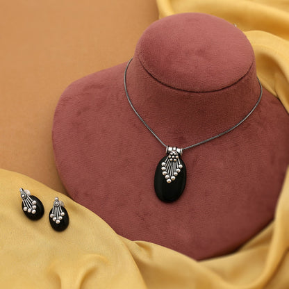 Exclusive Black Color Oxidised Necklace Set Designed With Premium Artistic Traditional Jewelry Styling