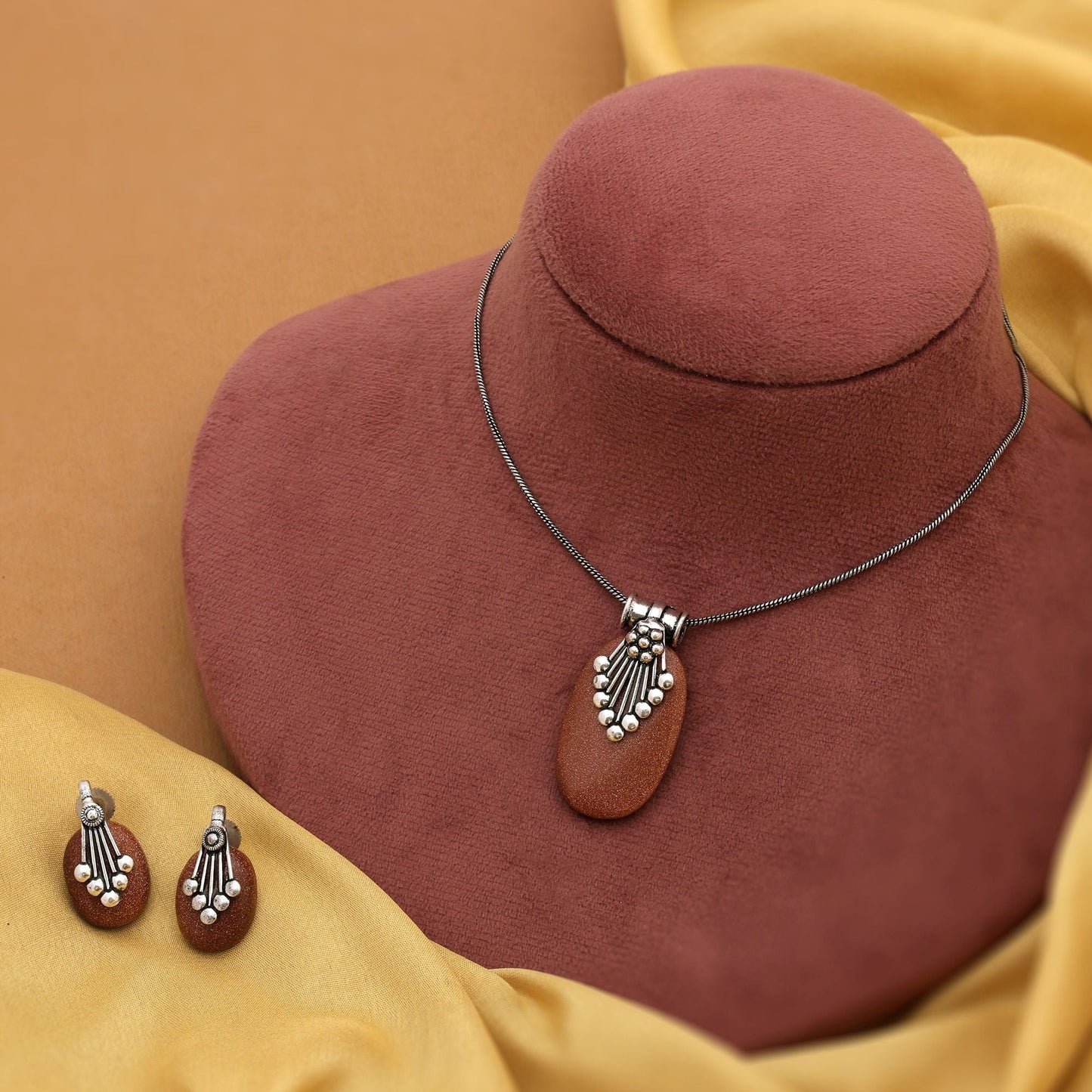 Attractive Brown Color Oxidised Necklace Set Perfect For Party Wear And Wedding Fashion Outfits