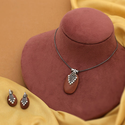Attractive Brown Color Oxidised Necklace Set Perfect For Party Wear And Wedding Fashion Outfits