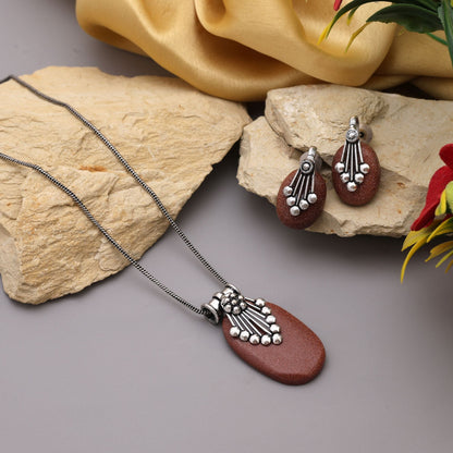 Attractive Brown Color Oxidised Necklace Set Perfect For Party Wear And Wedding Fashion Outfits