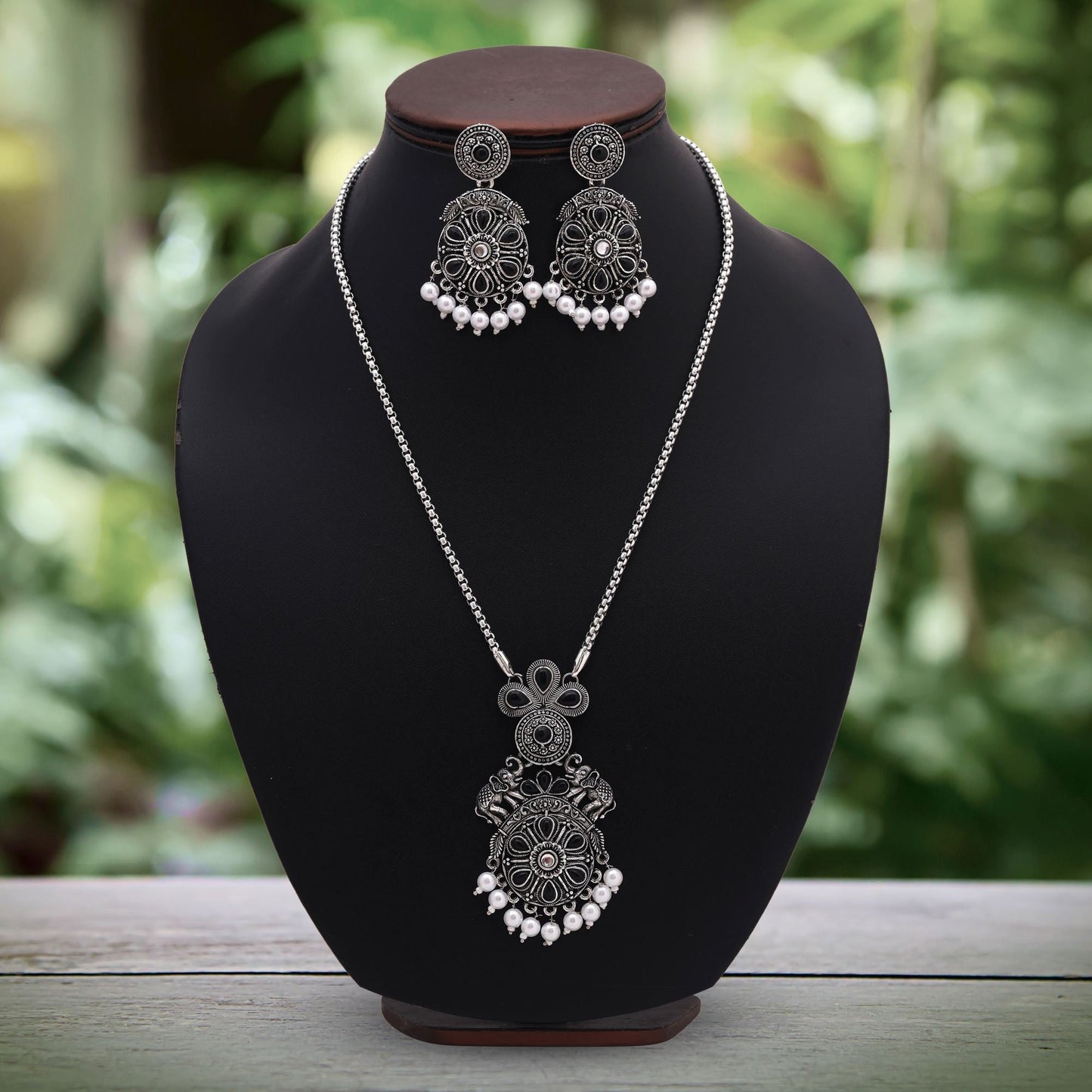 Trendy Black Color Oxidised Necklace Set For Everyday And Party Wear