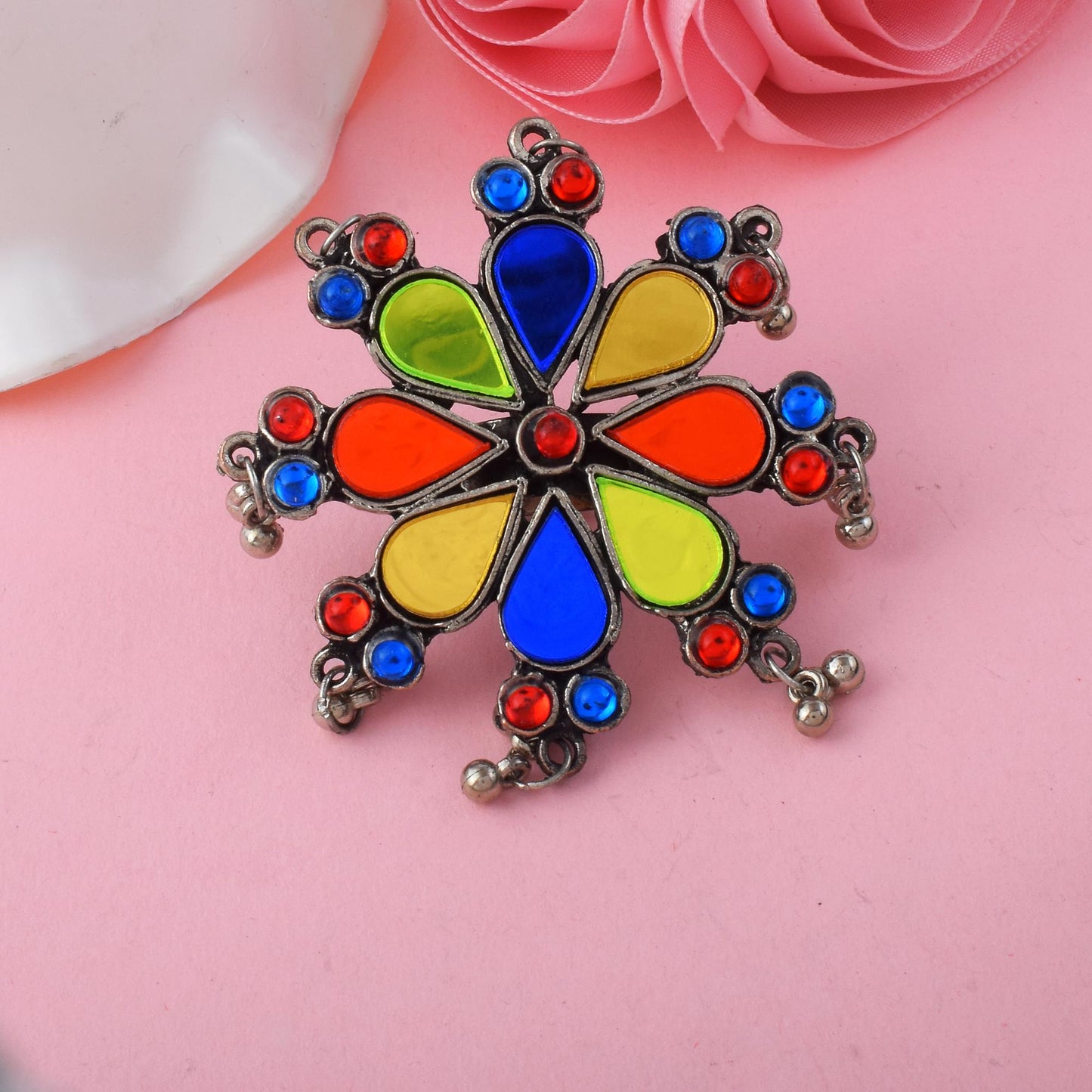 Ethnic Multi Color Oxidised Rings For Bohemian And Indo-Western Wear