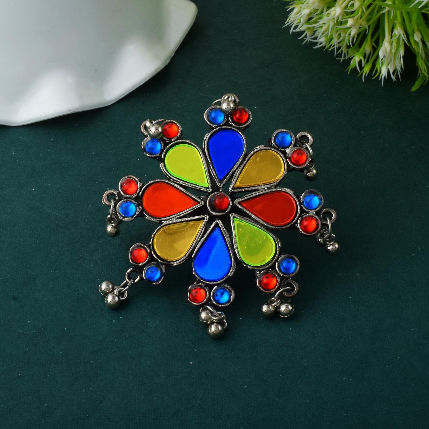 Ethnic Multi Color Oxidised Rings For Bohemian And Indo-Western Wear