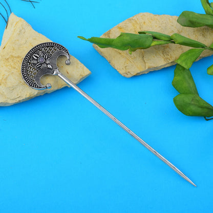 Beautiful Silver Color Oxidised Hair Pin Designed For Brides, Festivals, And Party Jewelry Styling