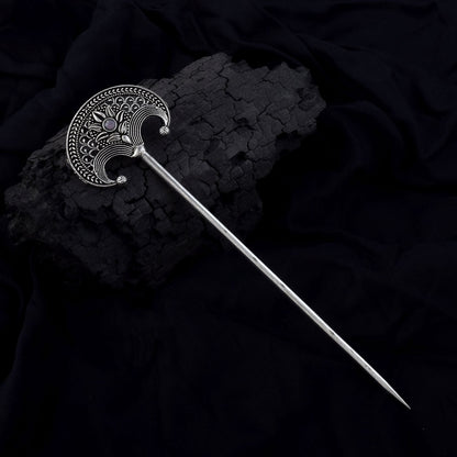Beautiful Silver Color Oxidised Hair Pin Designed For Brides, Festivals, And Party Jewelry Styling