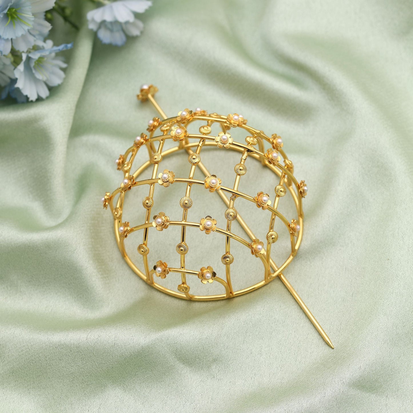 Gold Color Hair Pin Beautifully Crafted To Enhance Elegant Traditional Hairstyles For Festive Occasions